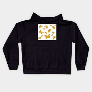 Vintage Yellow Moth Pattern Kids Hoodie